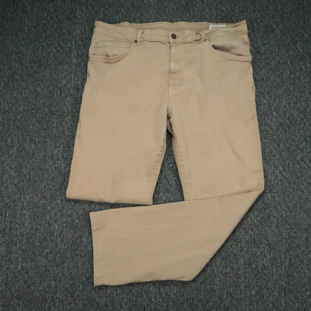 Aviator Pants Mens 40x30 Beige Straight Fit 5 Pocket Zip Chino Travel